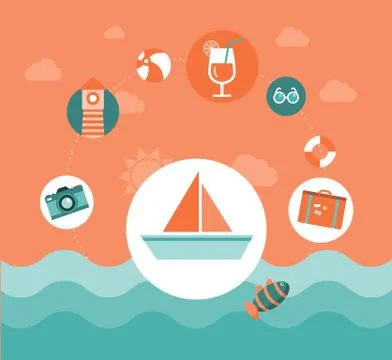 Vector seaside conceptual illustration Stock Illustration