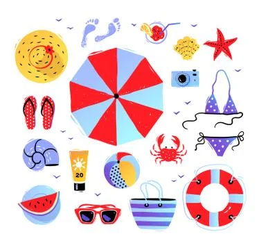 Vector seaside top view illustrations set Stock Illustration