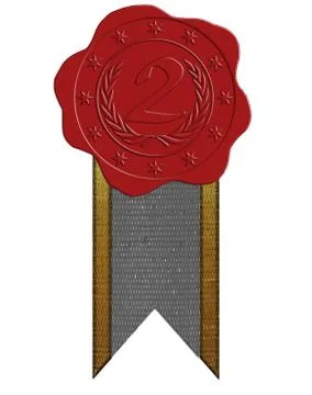 Vector second place red wax seal with ribbon Stock Illustration