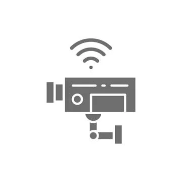 Vector security camera, surveillance, CCTV grey icon. Stock-Illustration