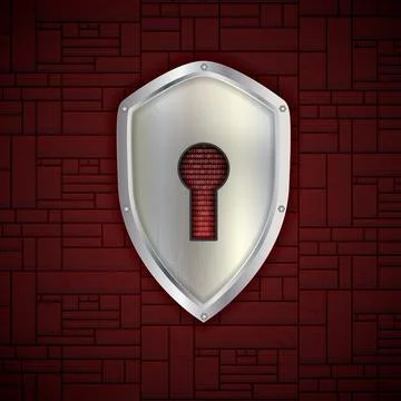 Vector security concept with red brick background Stock Illustration