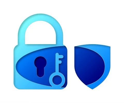 Vector security in paper art style Stock Illustration