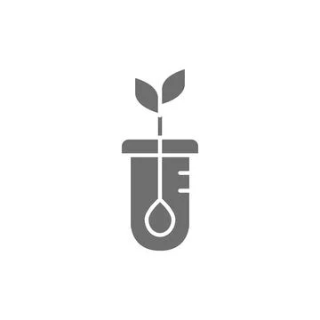 Vector seed germination, DNA plant grey icon. Stock Illustration