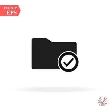 Vector Select Folder Icon. Folder and tick checkmark icon Stock Illustration