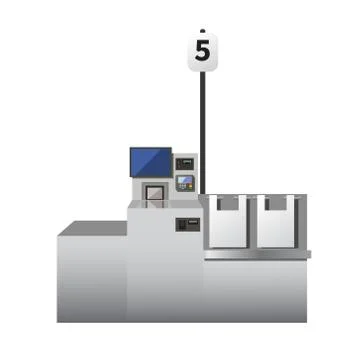 Vector self checkout machine Stock Illustration