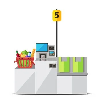 Vector self checkout machine Stock Illustration