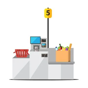 Vector self checkout machine Stock Illustration