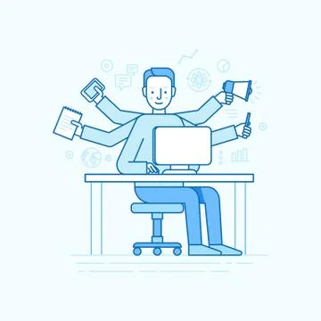 Vector self employment concept in trendy flat linear style Stock Illustration