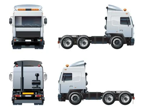 Vector semi-truck template isolated on white Stock Illustration