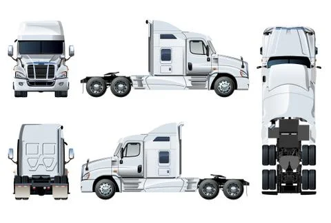Vector semi-truck template isolated on white Stock Illustration