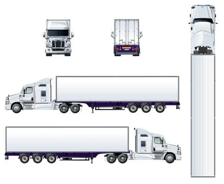 Vector semi truck template isolated on white Stock Illustration