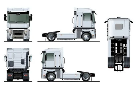 Vector semi-truck template isolated on white Stock Illustration