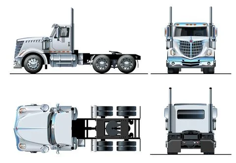 Vector semi-truck template isolated on white Stock Illustration