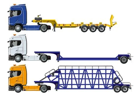 Vector semi trucks set isolated on white Stock Illustration
