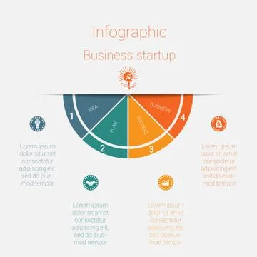 Vector semicircle template infographics startup business concept with 4 parts Stock Illustration
