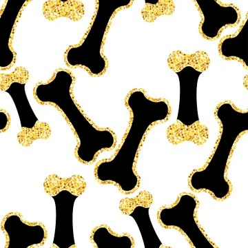 Vector semless golden sparkle pattern with dogs theme elements Stock Illustration