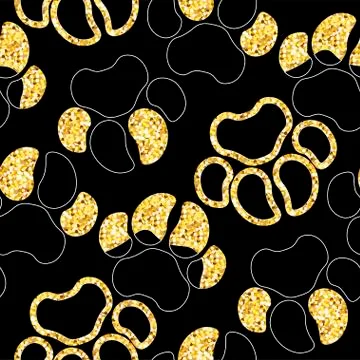 Vector semless golden sparkle pattern with dogs theme elements Stock Illustration