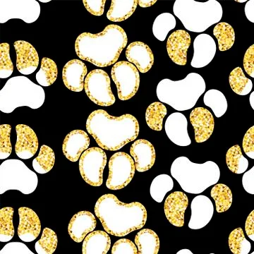 Vector semless golden sparkle pattern with dogs theme elements Stock Illustration