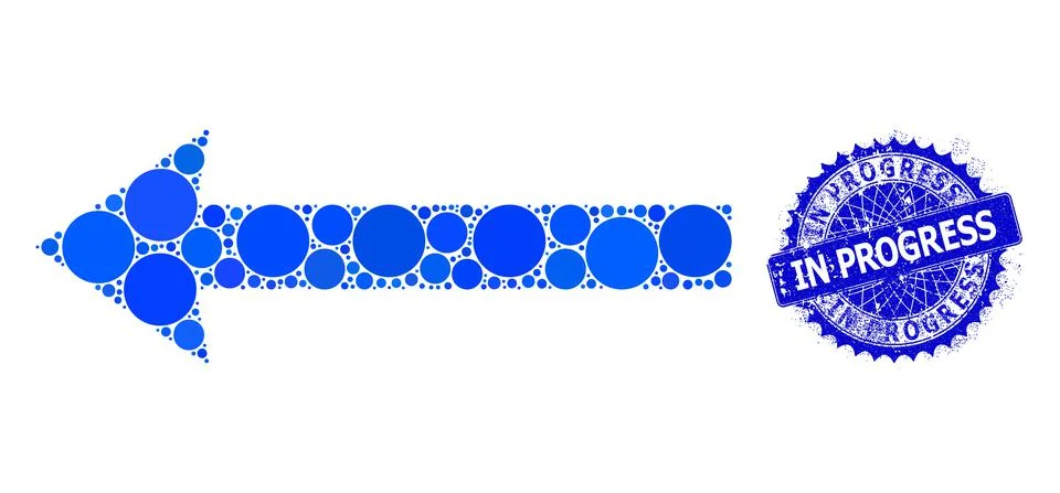 Vector Send Left Mosaic of Small Circles and Textured In Progress Seal Ilustración de archivo