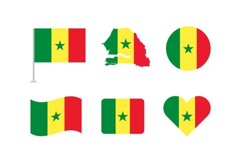 Vector Senegal flag. Set of Senegal Flags Collection. Stock Illustration