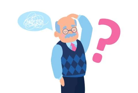 Vector of a senior man feeling confused having short term memory loss 스톡 일러스트