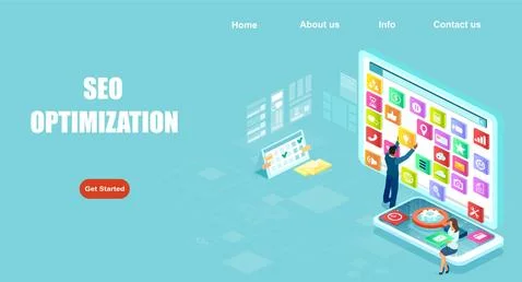 Vector SEO optimization for website on mobile devices Stock Illustration