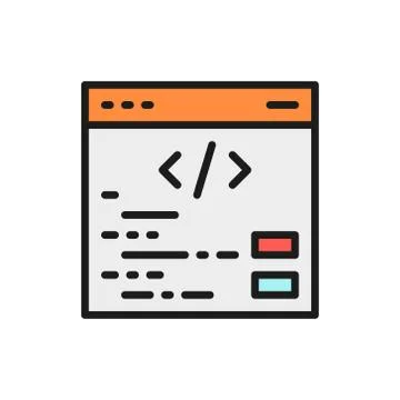 Vector seo, programming, coding, website repair, seo flat color line icon. Stock-Illustration