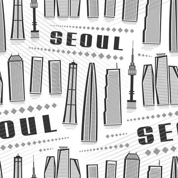 Vector Seoul Seamless Pattern Stock Illustration