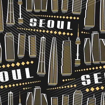 Vector Seoul Seamless Pattern Stock Illustration
