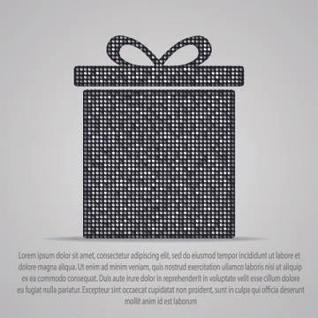 Vector sequins silver gift box. Mosaic element. Stock Illustration