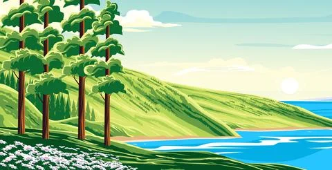 Vector A serene beach Stock Illustration