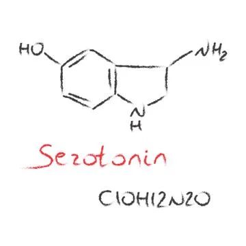 Vector Serotonin black  hand drawn formula Stock Illustration