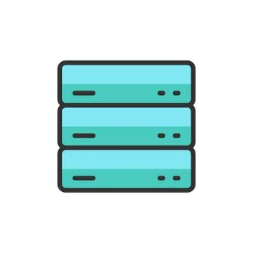 Vector server, data, web hosting flat color line icon. Stock Illustration