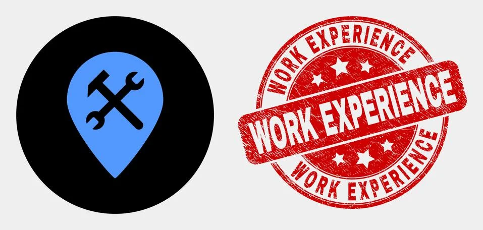 Vector Service Map Pointer Icon and Distress Work Experience Watermark Stock Illustration
