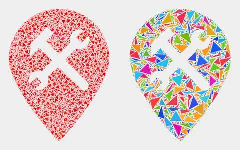 Vector Service Map Pointer Mosaic Icon of Triangle Items イラスト素材