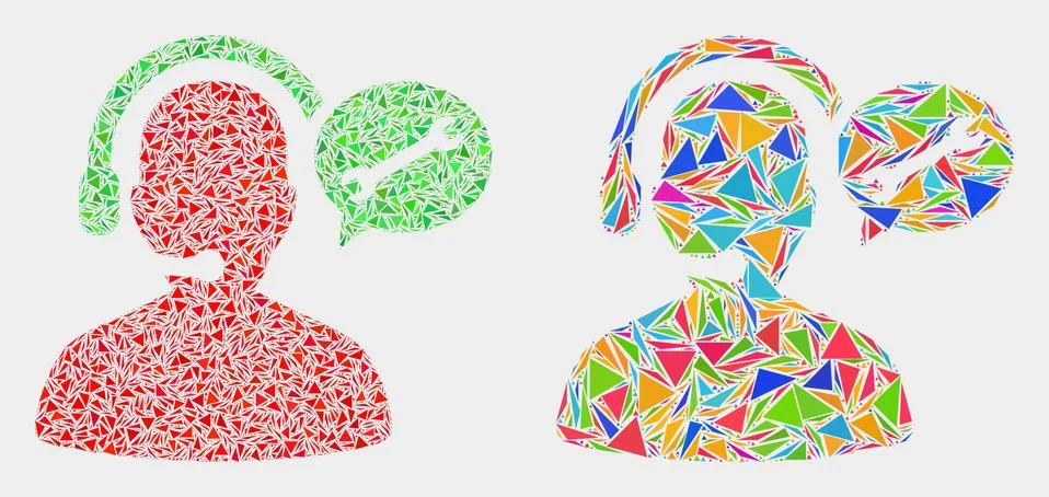 Vector Service Operator Message Mosaic Icon of Triangle Items Illustrazione stock