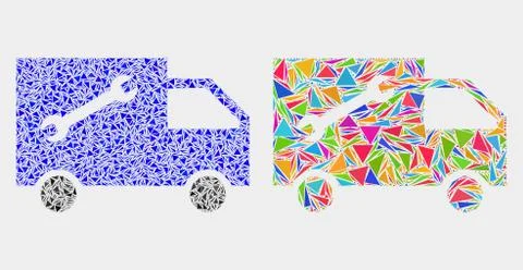 Vector Service Van Mosaic Icon of Triangle Items Illustrazione stock