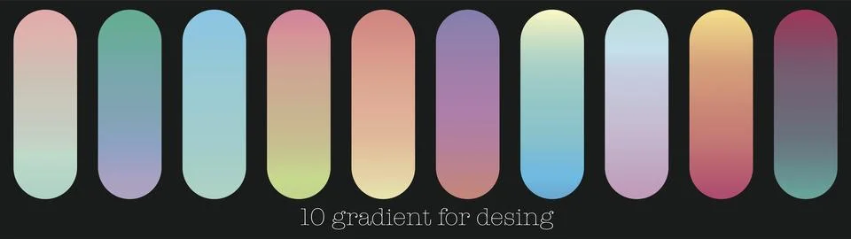 Vector set. 10 gradient stripes with bright colors. Collection of colorful .. Stock Illustration