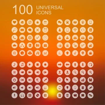 Vector Set of 100 Icons for Web Design Stock Illustration