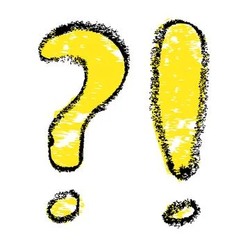 Vector set 2 question and answer from black yellow crayon Stock Illustration