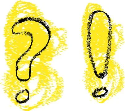 Vector set 2 question and answer from black yellow crayon Stock Illustration