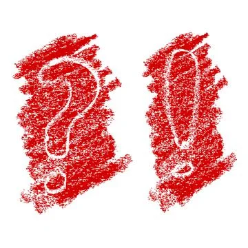 Vector set 2 question and answer from red white crayon Stock Illustration