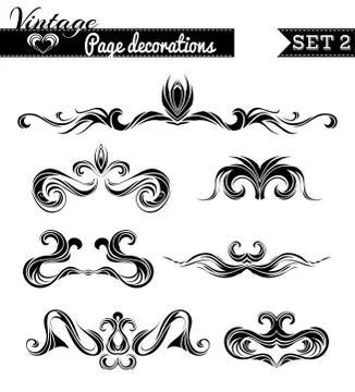 Vector set 2. Vintage page decorations. Stock Illustration