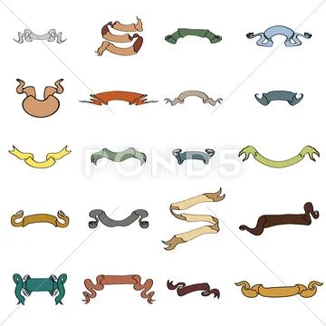 Vector set of 20 antique ribbon collection Stock Illustration