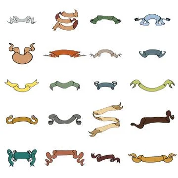 Vector set of 20 antique ribbon collection Stock Illustration
