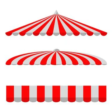 Vector Set 3 canopy, red and white Isolated on White Stock Illustration