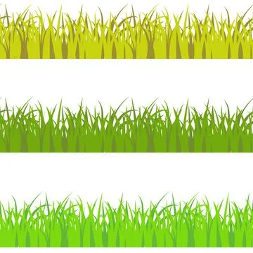 Vector set of 3 vary colors seamless pattern grass. Light green, dark green, Illustrazione stock