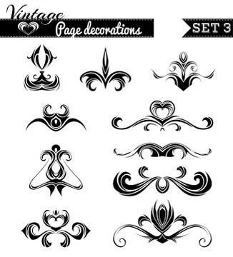 Vector set 3. Vintage page decorations. Stock Illustration