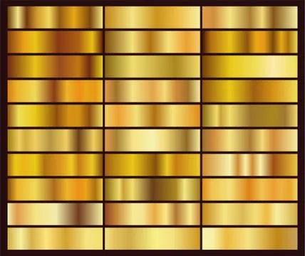 Vector set of 30 unique gold gradient backgrounds Stock Illustration