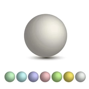 Vector set of 3D balls , a palette of pastel shades. Round 3D sphere Stock Illustration